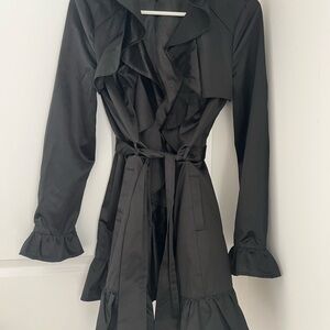 bebe Black Long Sleeve Ruffle Dress